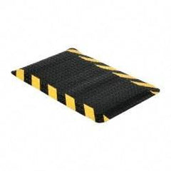 PRO-SAFE - 12' Long x 2' Wide, Dry Environment, Anti-Fatigue Matting - Black with Yellow Chevron Borders, Vinyl with Vinyl Sponge Base, Beveled on 4 Sides - Apex Tool & Supply