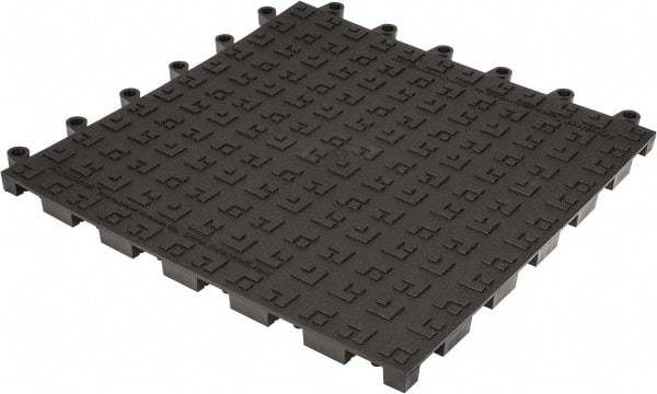Wearwell - 18" Long x 18" Wide x 7/8" Thick, Anti-Fatigue Modular Matting Solid Grid - 4 Interlocking Sides, Black, For Dry Areas, Series 562 - Apex Tool & Supply