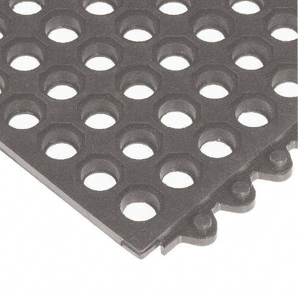 Wearwell - 3' Long x 3' Wide x 5/8" Thick, Anti-Fatigue Modular Matting Tiles - Black, For Dry & Wet Areas, Series 572 - Apex Tool & Supply
