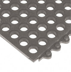 Wearwell - 3' Long x 3' Wide x 5/8" Thick, Anti-Fatigue Modular Matting Tiles - Black, For Dry & Wet Areas, Series 572 - Apex Tool & Supply