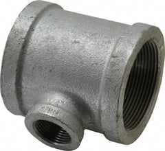 Made in USA - Class 150, 2 x 2 x 3/4" Galvanized Pipe Reducing Tee - Threaded, Malleable Iron - Apex Tool & Supply