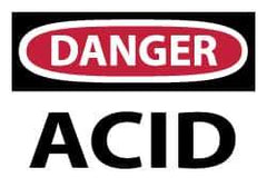 NMC - Hazardous Materials Label, Header: DANGER - Legend: Danger - Acid, English, Red, Black & White, 5" Long x 3" High, Sign Muscle Finish - Apex Tool & Supply