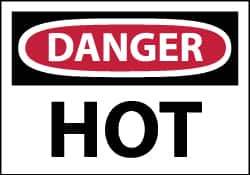 NMC - Hazardous Materials Label, Header: DANGER - Legend: Danger - Hot, English, Red, Black & White, 5" Long x 3" High, Sign Muscle Finish - Apex Tool & Supply