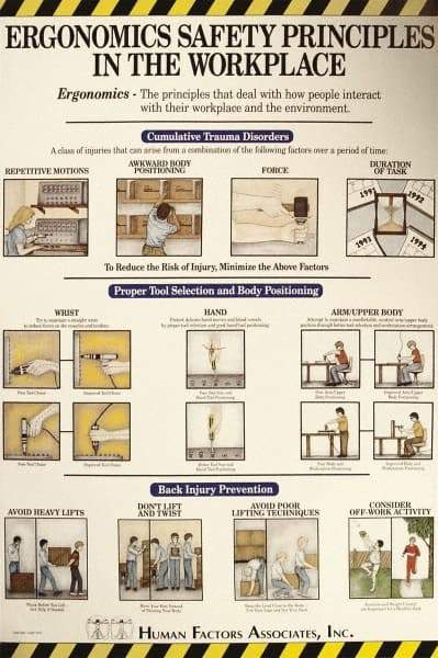 NMC - 24" Wide x 36" High Laminated Paper Ergonomics Information Poster - English - Apex Tool & Supply