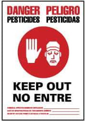 NMC - "Danger - Pesticides - Keep Out - No Enter", 20" Long x 14" Wide, Aluminum Safety Sign - Rectangle, 0.04" Thick, Use for Security & Admittance - Apex Tool & Supply