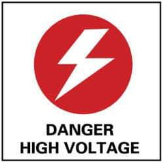 NMC - Accident Prevention Label - Legend: Danger - High Voltage, English, Black, Red & White, 4" Long x 4" High, Sign Muscle Finish - Apex Tool & Supply