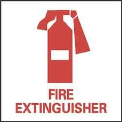 NMC - Fire Extinguisher, Pressure Sensitive Vinyl Fire Sign - 4" Wide x 4" High - Apex Tool & Supply