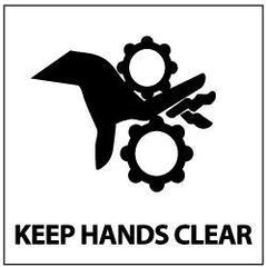 NMC - Accident Prevention Label - Legend: Keep Hands Clear, English, Black & White, 4" Long x 4" High, Sign Muscle Finish - Apex Tool & Supply