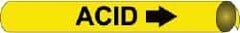 NMC - Pipe Marker with Acid Legend and Arrow Graphic - 8 to 10" Pipe Outside Diam, Black on Yellow - Apex Tool & Supply