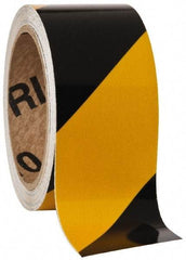 NMC - Black & Yellow Striped Vinyl Tape - 2" Wide x 30' Long x 0.002" Thick, General Traffic - Apex Tool & Supply
