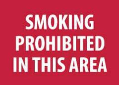 NMC - "Smoking Prohibited in This Area", 10" Long x 14" Wide, Rigid Plastic Safety Sign - Rectangle, 0.05" Thick, Use for Smoking Regulations - Apex Tool & Supply