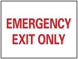 NMC - Emergency Exit Only, Plastic Exit Sign - 10" Wide x 7" High - Apex Tool & Supply
