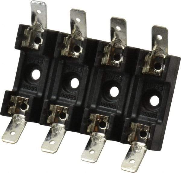 Cooper Bussmann - 4 Pole, 300 VAC/VDC, 30 Amp, Bolt-in Fuse Block - 1/4 Inch Diameter x 1-1/4 Inch Fuse Length, 2 Inch Long x 2-3/8 Inch Wide x 14.3mm High Block, 266°F - Apex Tool & Supply