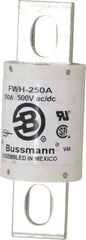Cooper Bussmann - 500 VAC/VDC, 250 Amp, Fast-Acting Semiconductor/High Speed Fuse - Bolt-on Mount, 4-11/32" OAL, 200 (RMS Symmetrical), 50 at DC kA Rating, 1-1/2" Diam - Apex Tool & Supply