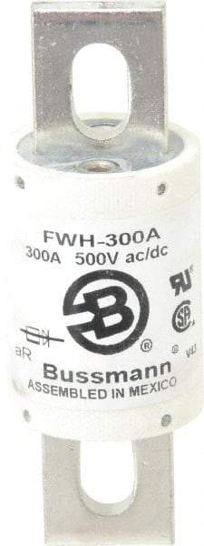 Cooper Bussmann - 500 VAC/VDC, 300 Amp, Fast-Acting Semiconductor/High Speed Fuse - Bolt-on Mount, 4-11/32" OAL, 200 (RMS Symmetrical), 50 at DC kA Rating, 1-1/2" Diam - Apex Tool & Supply