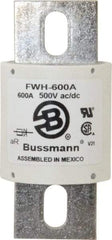 Cooper Bussmann - 500 VAC/VDC, 600 Amp, Fast-Acting Semiconductor/High Speed Fuse - Bolt-on Mount, 4-15/32" OAL, 200 (RMS Symmetrical), 50 at DC kA Rating, 2" Diam - Apex Tool & Supply