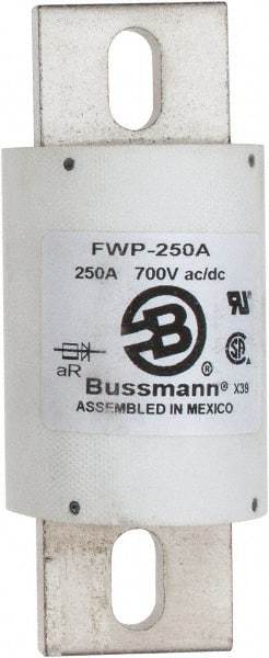 Cooper Bussmann - 700 VAC/VDC, 250 Amp, Fast-Acting Semiconductor/High Speed Fuse - Stud Mount Mount, 5-3/32" OAL, 200 (RMS), 50 at DC kA Rating, 2" Diam - Apex Tool & Supply