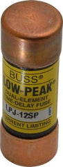 Cooper Bussmann - 300 VDC, 600 VAC, 12 Amp, Time Delay General Purpose Fuse - Fuse Holder Mount, 2-1/4" OAL, 100 at DC, 300 at AC (RMS) kA Rating, 13/16" Diam - Apex Tool & Supply