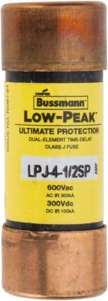 Cooper Bussmann - 300 VDC, 600 VAC, 4.5 Amp, Time Delay General Purpose Fuse - Fuse Holder Mount, 2-1/4" OAL, 100 at DC, 300 at AC (RMS) kA Rating, 13/16" Diam - Apex Tool & Supply