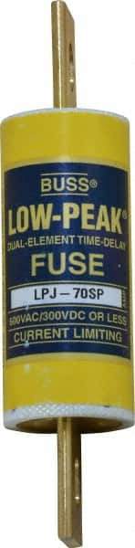 Cooper Bussmann - 300 VDC, 600 VAC, 70 Amp, Time Delay General Purpose Fuse - Bolt-on Mount, 4-5/8" OAL, 100 at DC, 300 at AC (RMS) kA Rating, 1-1/8" Diam - Apex Tool & Supply