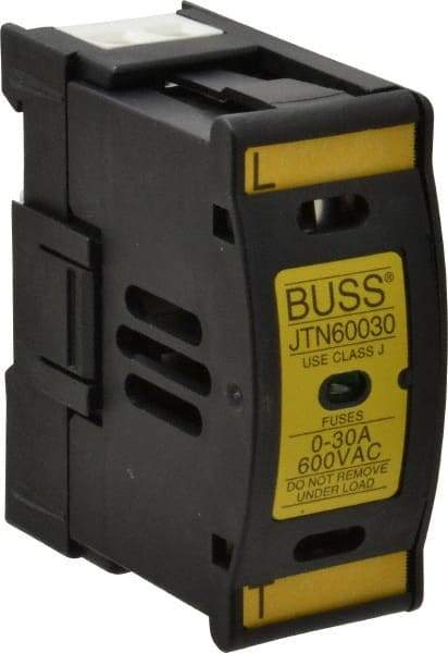 Cooper Bussmann - 1 Pole, 600 VAC/VDC, 30 Amp, DIN Rail Mount Fuse Holder - Compatible with J Class, 1.23 Inch Wide Fuse - Apex Tool & Supply