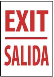 NMC - Exit, Pressure Sensitive Vinyl Exit Sign - 14" Wide x 20" High, English/Spanish - Apex Tool & Supply