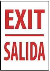 NMC - Exit, Pressure Sensitive Vinyl Exit Sign - 14" Wide x 20" High, English/Spanish - Apex Tool & Supply