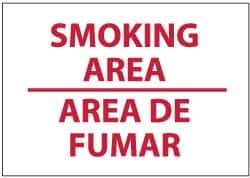NMC - "Smoking Area", 10" Long x 14" Wide, Rigid Plastic Safety Sign - Rectangle, 0.05" Thick, Use for Smoking Regulations - Apex Tool & Supply