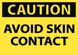 NMC - Accident Prevention Label, Header: CAUTION - Legend: Caution - Avoid Skin Contact, English, Black & Yellow, 5" Long x 3" High, Sign Muscle Finish - Apex Tool & Supply