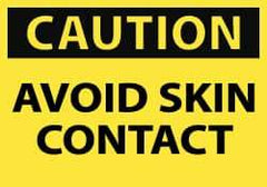 NMC - Accident Prevention Label, Header: CAUTION - Legend: Caution - Avoid Skin Contact, English, Black & Yellow, 5" Long x 3" High, Sign Muscle Finish - Apex Tool & Supply
