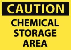 NMC - Hazardous Materials Label, Header: CAUTION - Legend: Caution - Chemical Storage Area, English, Black & Yellow, 5" Long x 3" High, Sign Muscle Finish - Apex Tool & Supply
