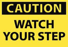 NMC - Accident Prevention Label, Header: CAUTION - Legend: Caution - Watch Your Step, English, Black & Yellow, 5" Long x 3" High, Sign Muscle Finish - Apex Tool & Supply