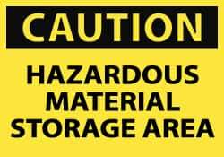 NMC - Hazardous Materials Label, Header: CAUTION - Legend: Caution - Hazardous Material Storage Area, English, Black & Yellow, 5" Long x 3" High, Sign Muscle Finish - Apex Tool & Supply