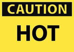 NMC - Hazardous Materials Label, Header: CAUTION - Legend: Caution - Hot, English, Black & Yellow, 5" Long x 3" High, Sign Muscle Finish - Apex Tool & Supply