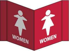 NMC - "Women", 5-3/4" Long x 8-3/4" Wide, Rigid Plastic Safety Sign - Rectangle, 0.125" Thick, Use for Restroom, Janitorial & Housekeeping - Apex Tool & Supply