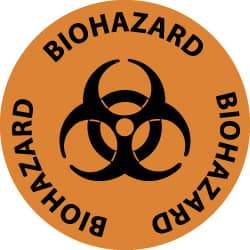 NMC - Biohazard, Anti-Skid Pressure-Sensitive Vinyl Floor Sign - Round, Black on Orange, Adhesive Backed, For Hazardous Materials - Apex Tool & Supply