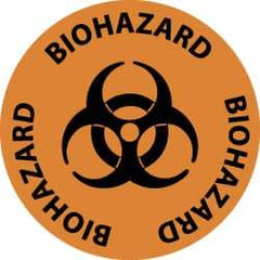 NMC - Biohazard, Anti-Skid Pressure-Sensitive Vinyl Floor Sign - Round, Black on Orange, Adhesive Backed, For Hazardous Materials - Apex Tool & Supply