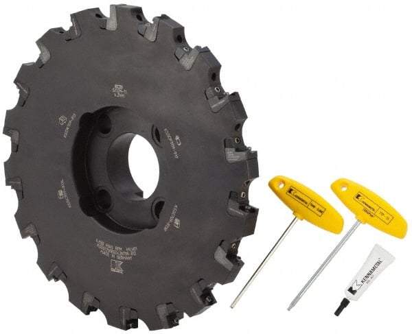 Kennametal - Shell Mount Connection, 0.709" Cutting Width, 3-5/16" Depth of Cut, 12" Cutter Diam, 2-1/2" Hole Diam, 18 Tooth Indexable Slotting Cutter - KSSS Toolholder, SD.. 43.. Insert, Neutral Cutting Direction - Apex Tool & Supply
