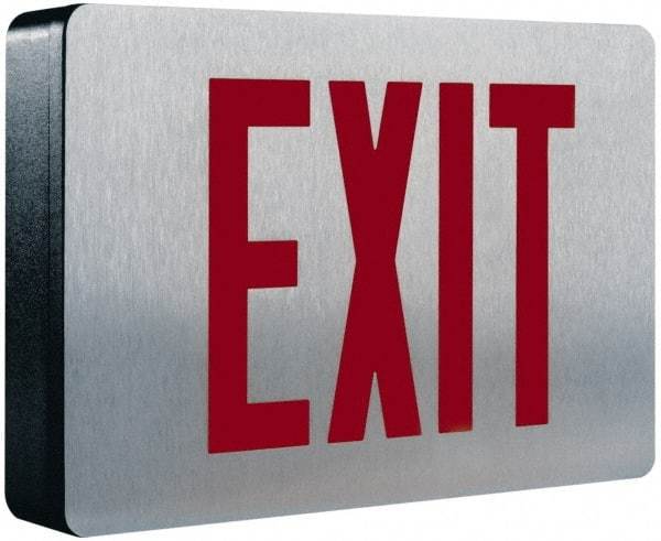 Cooper Lighting - 2 Face, 0.98, 1.04 Watt, Black, Aluminum, LED, Illuminated Exit Sign - 120/277 VAC, Nickel Cadmium, Surface Mounted, 12-5/8 Inch Long x 2-1/4 Inch Wide x 8-1/4 Inch High - Apex Tool & Supply