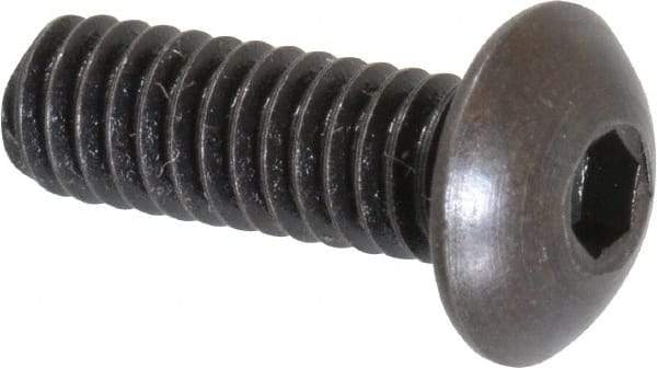 Holo-Krome - #8-32 UNC Hex Socket Drive, Button Screw - Alloy Steel, Black Oxide Finish, Fully Threaded, 1/2" Length Under Head - Apex Tool & Supply