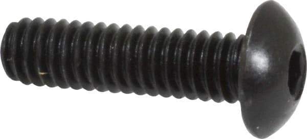 Holo-Krome - #8-32 UNC Hex Socket Drive, Button Screw - Alloy Steel, Black Oxide Finish, Fully Threaded, 5/8" Length Under Head - Apex Tool & Supply