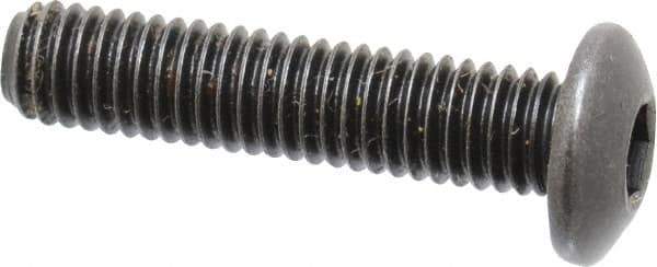 Holo-Krome - #10-32 UNF Hex Socket Drive, Button Screw - Alloy Steel, Black Oxide Finish, Fully Threaded, 7/8" Length Under Head - Apex Tool & Supply