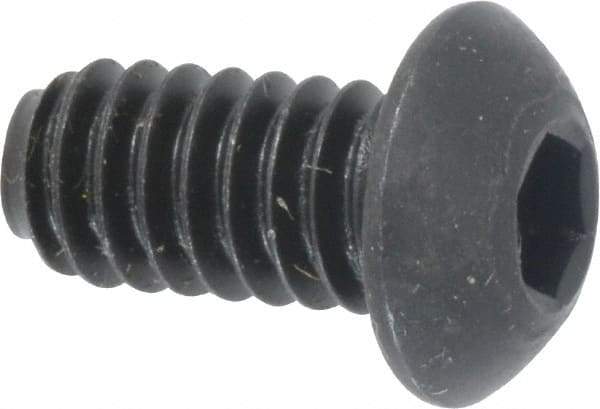 Holo-Krome - 1/4-20 UNC Hex Socket Drive, Button Screw - Alloy Steel, Black Oxide Finish, Fully Threaded, 1/2" Length Under Head - Apex Tool & Supply