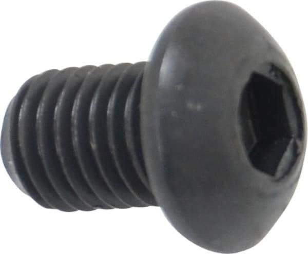 Holo-Krome - 1/4-28 UNF Hex Socket Drive, Button Screw - Alloy Steel, Black Oxide Finish, Fully Threaded, 3/8" Length Under Head - Apex Tool & Supply