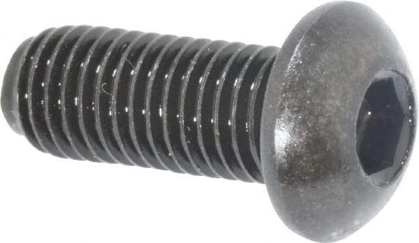 Holo-Krome - 1/4-28 UNF Hex Socket Drive, Button Screw - Alloy Steel, Black Oxide Finish, Fully Threaded, 5/8" Length Under Head - Apex Tool & Supply