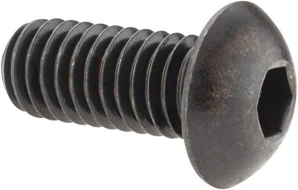 Holo-Krome - 3/8-16 UNC Hex Socket Drive, Button Screw - Alloy Steel, Black Oxide Finish, Fully Threaded, 7/8" Length Under Head - Apex Tool & Supply