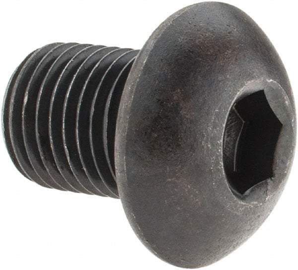 Holo-Krome - 3/8-24 UNF Hex Socket Drive, Button Screw - Alloy Steel, Black Oxide Finish, Fully Threaded, 1/2" Length Under Head - Apex Tool & Supply