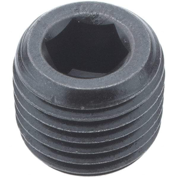 Holo-Krome - 1/4-18, 7/16" OAL, Alloy Steel Socket Pressure Plug - 3/4" Taper per Foot, 1/4" Hex Key - Apex Tool & Supply