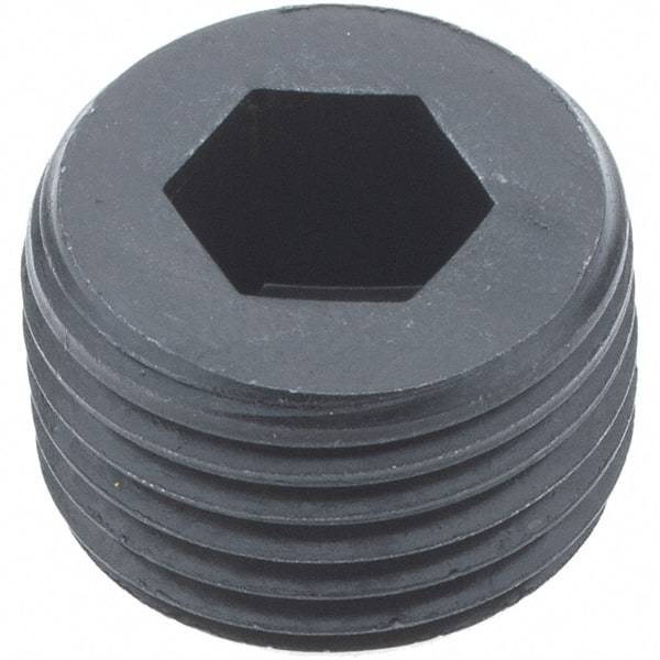 Holo-Krome - 1/2-14, 9/16" OAL, Alloy Steel Socket Pressure Plug - 3/4" Taper per Foot, 3/8" Hex Key - Apex Tool & Supply