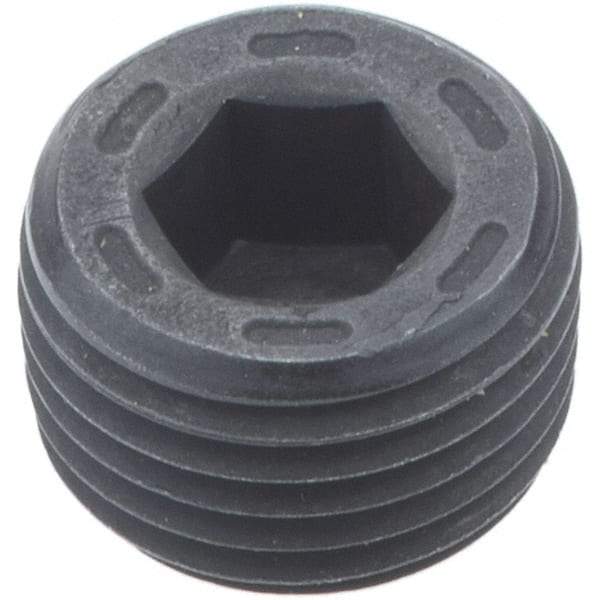 Holo-Krome - 1/8-27, 1/4" OAL, Alloy Steel Socket Pressure Plug - 7/8" Taper per Foot, 3/16" Hex Key - Apex Tool & Supply
